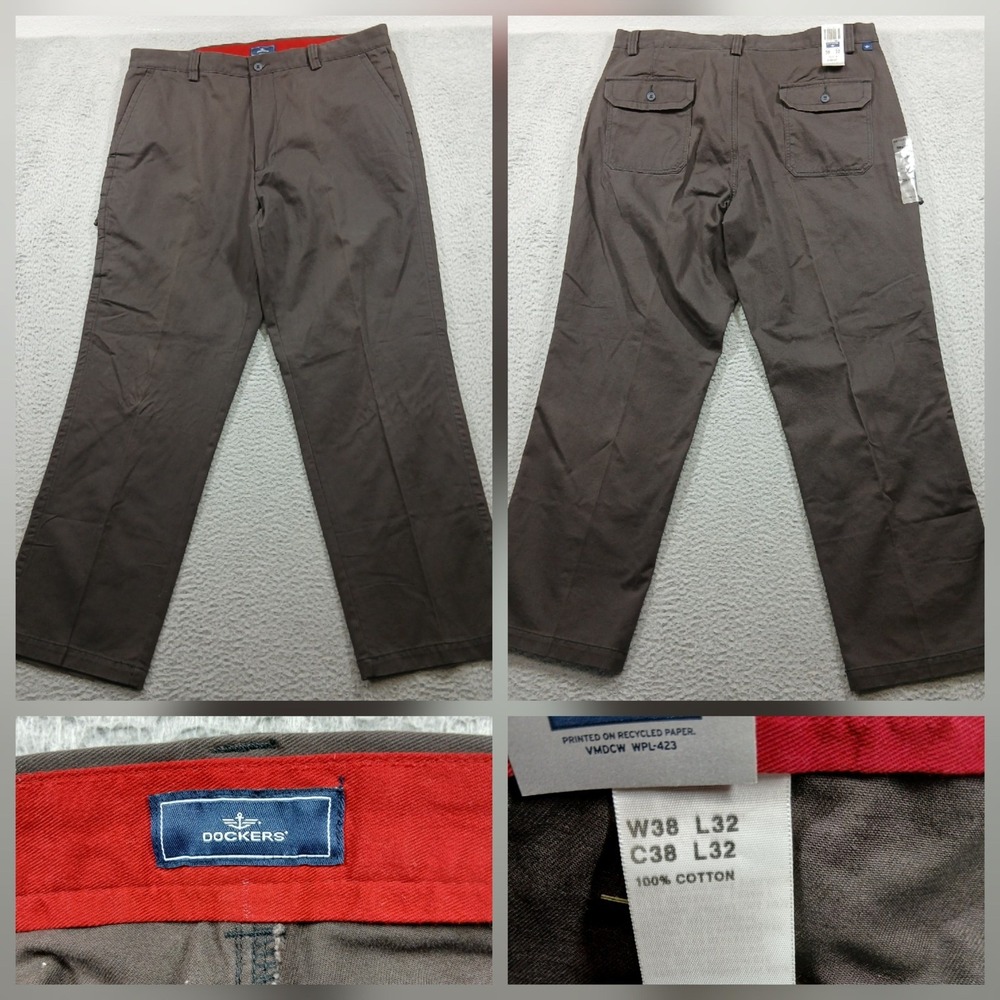 Dockers K-1 Khaki 922710011 Mens 38x32 Brown Cotton Twill Work Chino Pants NWT